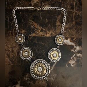 Antique-Inspired Silver & Gold Medallion Statement Necklace
